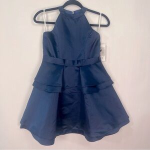 Girls Navy Halter Ruffle Dress Sz 14 NWT